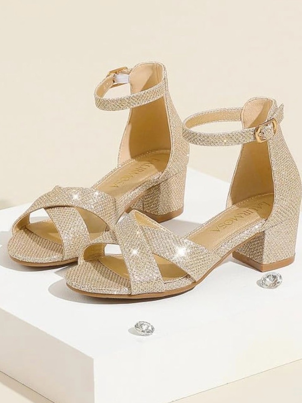 Toddler Girls Size 9 Gold Dress Shoe